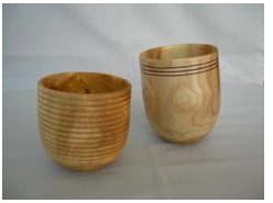 Complementary pair of vessels by Colin Smith from wood from trinity College